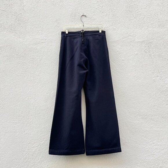 Vintage 60s Vietnam Era US Navy Uniform Wool Sailor Wide Leg Pants 30"W - Picture 5 of 7